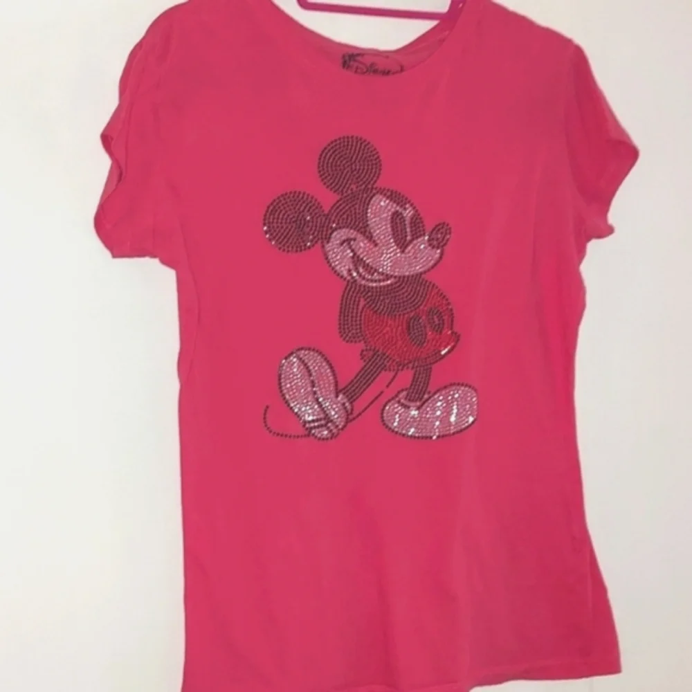 Vintage Disney World Red Studded Mickey Mouse Cap Sleeve T Shirt Sz XL